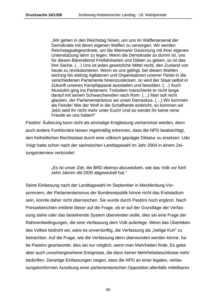 Seite 40 des Verfassungsschutzbericht 2006 Schleswig-Holstein