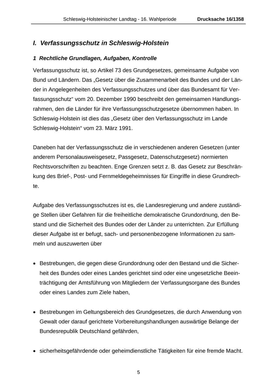 Seite 5 des Verfassungsschutzbericht 2006 Schleswig-Holstein