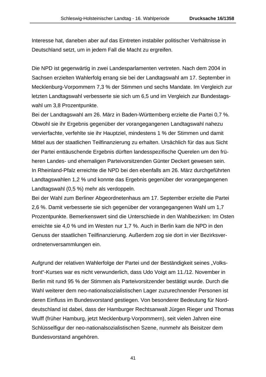 Seite 41 des Verfassungsschutzbericht 2006 Schleswig-Holstein