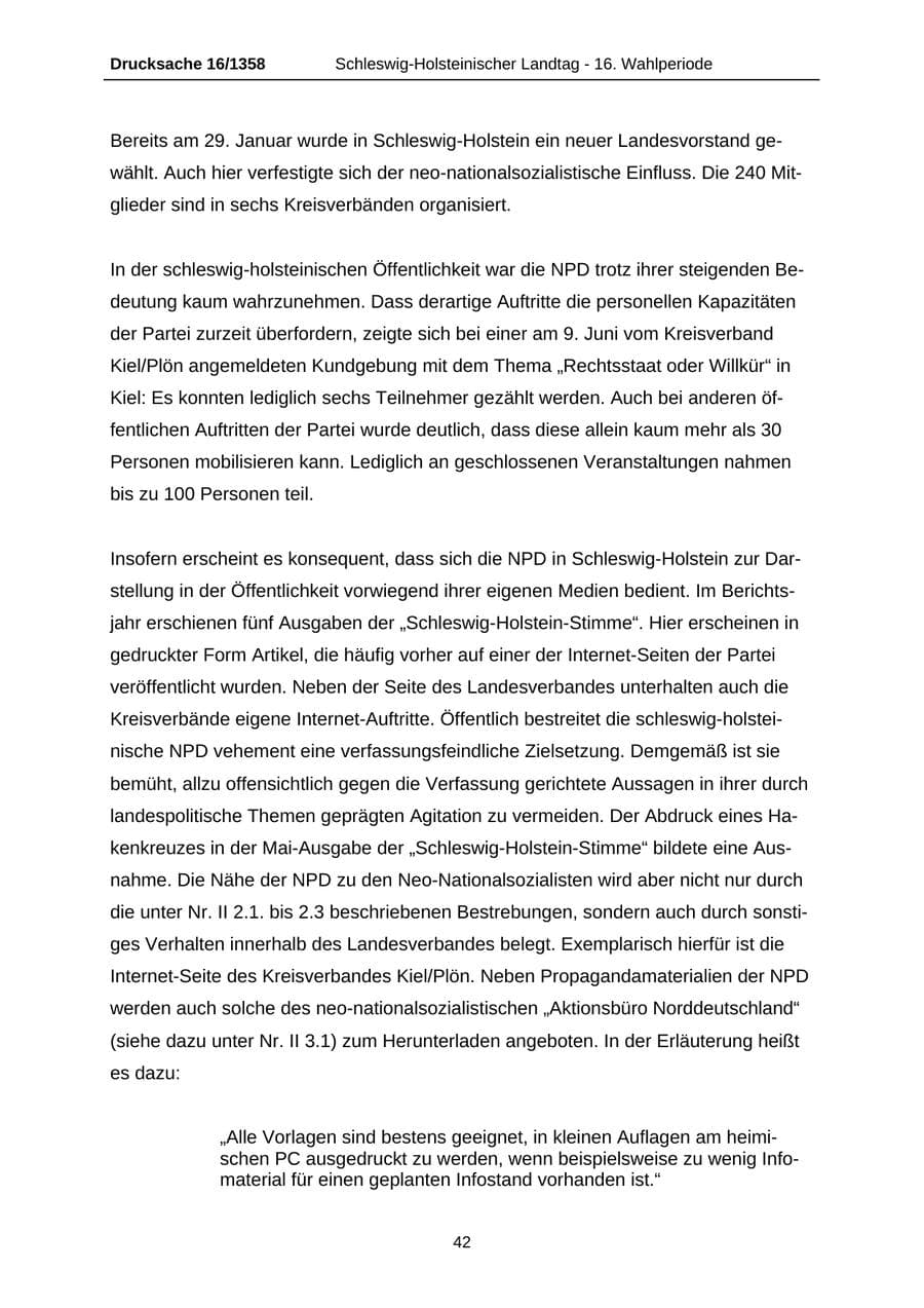 Seite 42 des Verfassungsschutzbericht 2006 Schleswig-Holstein