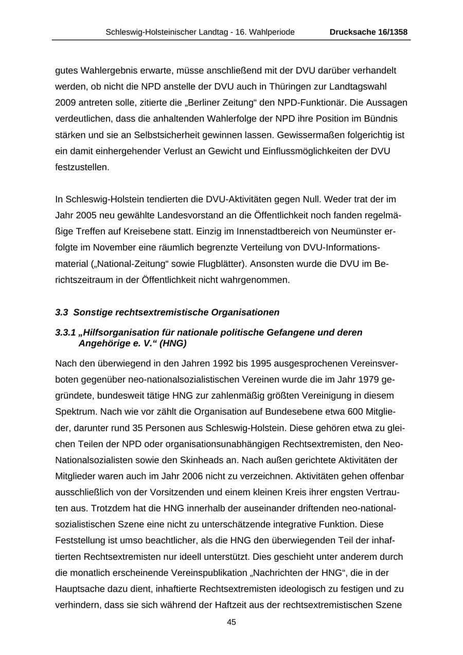 Seite 45 des Verfassungsschutzbericht 2006 Schleswig-Holstein