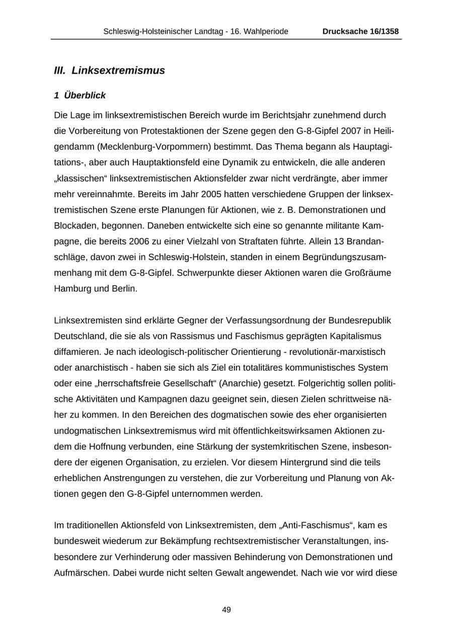 Seite 49 des Verfassungsschutzbericht 2006 Schleswig-Holstein