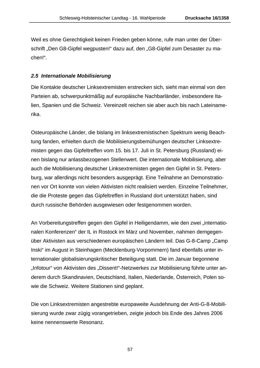 Seite 57 des Verfassungsschutzbericht 2006 Schleswig-Holstein