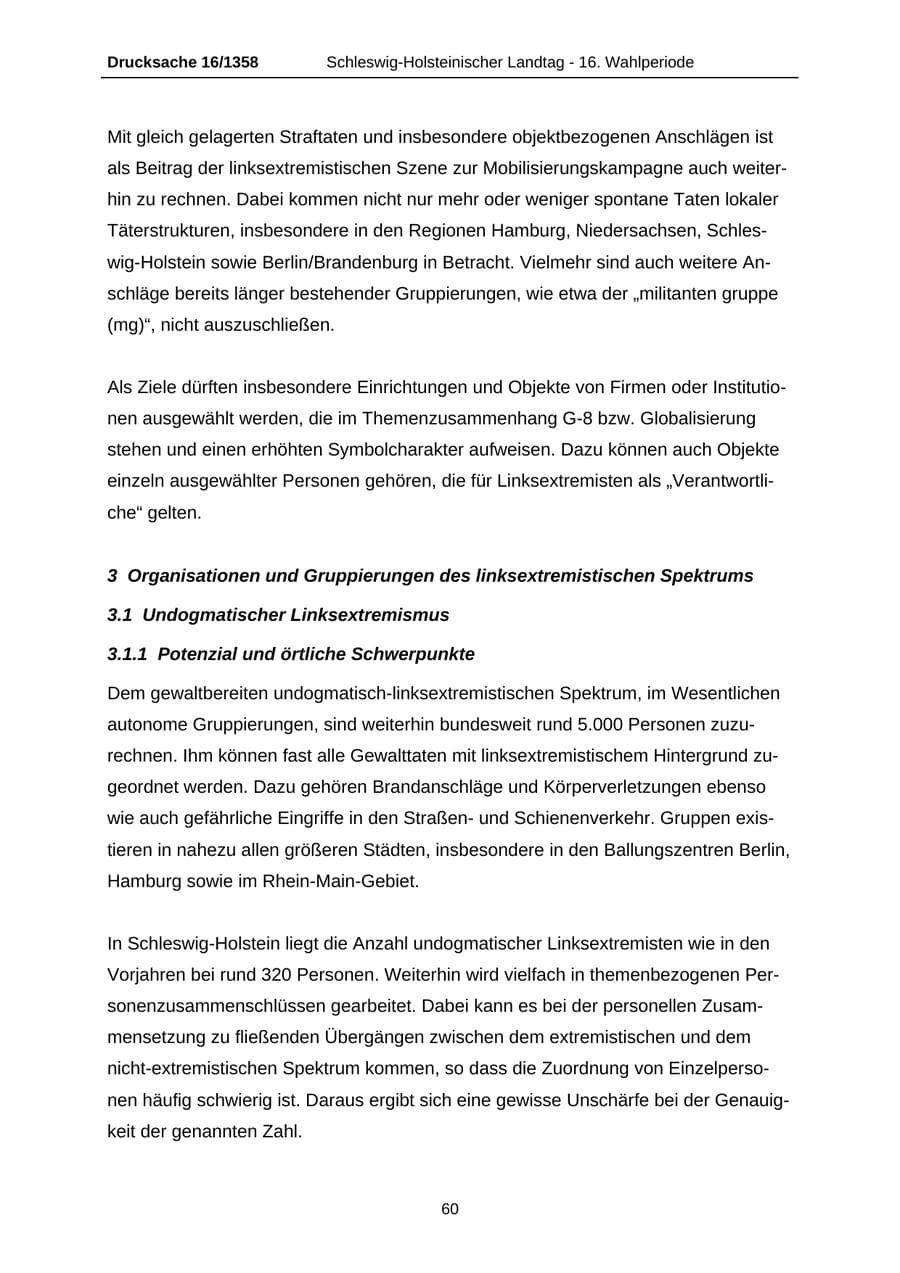 Seite 60 des Verfassungsschutzbericht 2006 Schleswig-Holstein