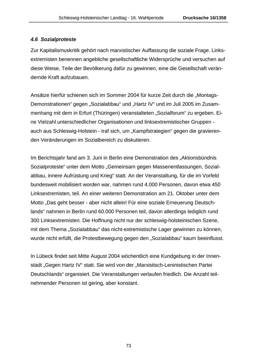 Seite 73 des Verfassungsschutzbericht 2006 Schleswig-Holstein