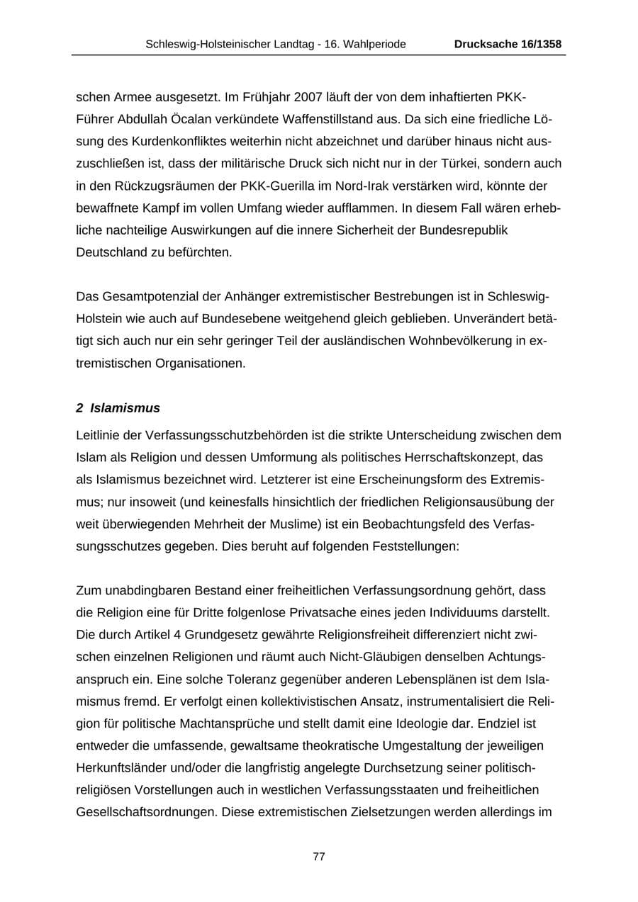 Seite 77 des Verfassungsschutzbericht 2006 Schleswig-Holstein