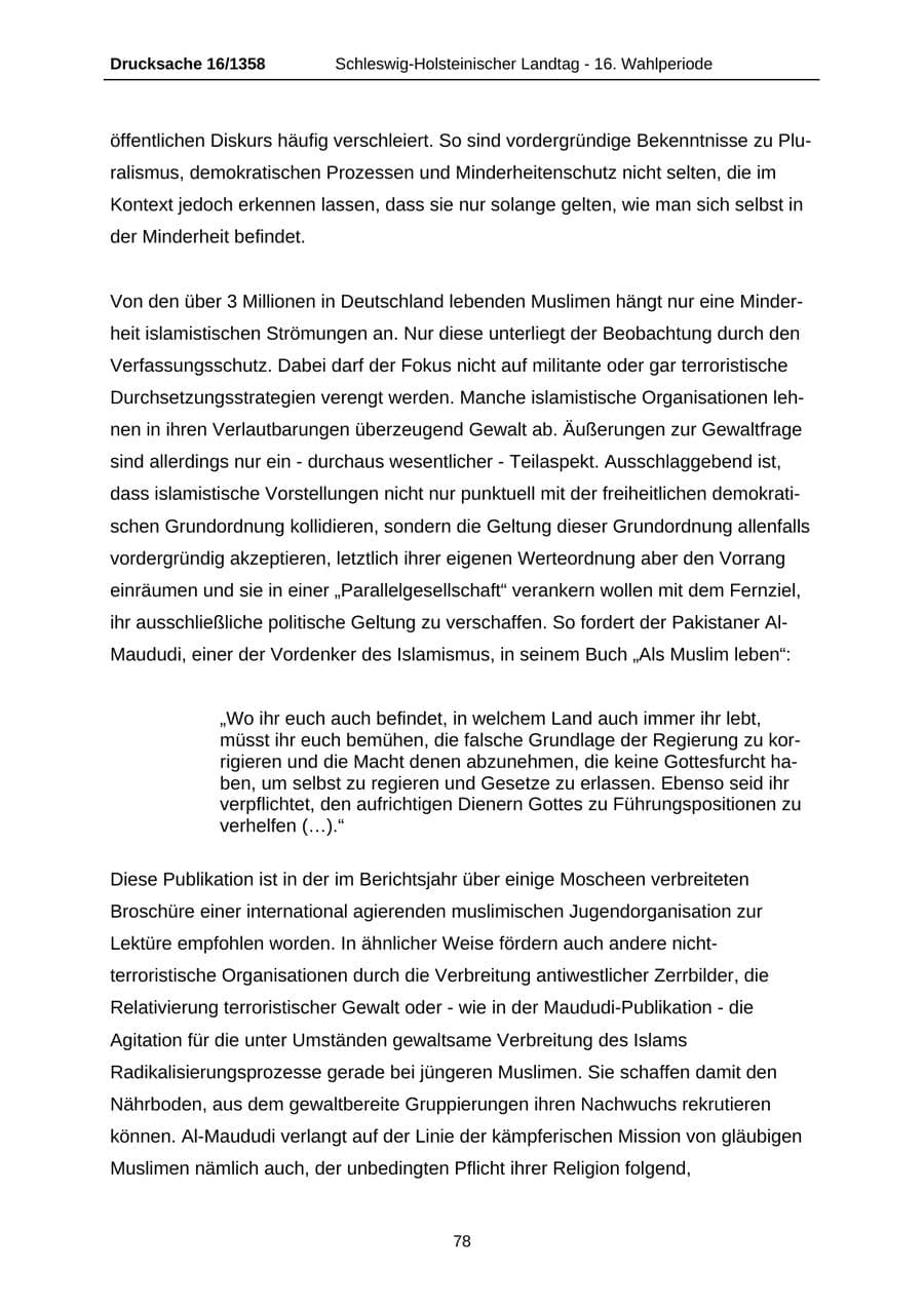 Seite 78 des Verfassungsschutzbericht 2006 Schleswig-Holstein