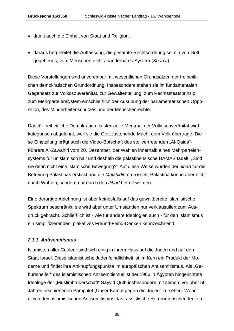 Seite 80 des Verfassungsschutzbericht 2006 Schleswig-Holstein