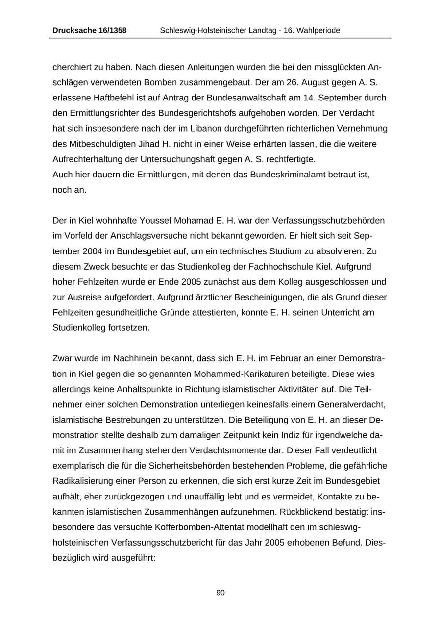 Seite 90 des Verfassungsschutzbericht 2006 Schleswig-Holstein