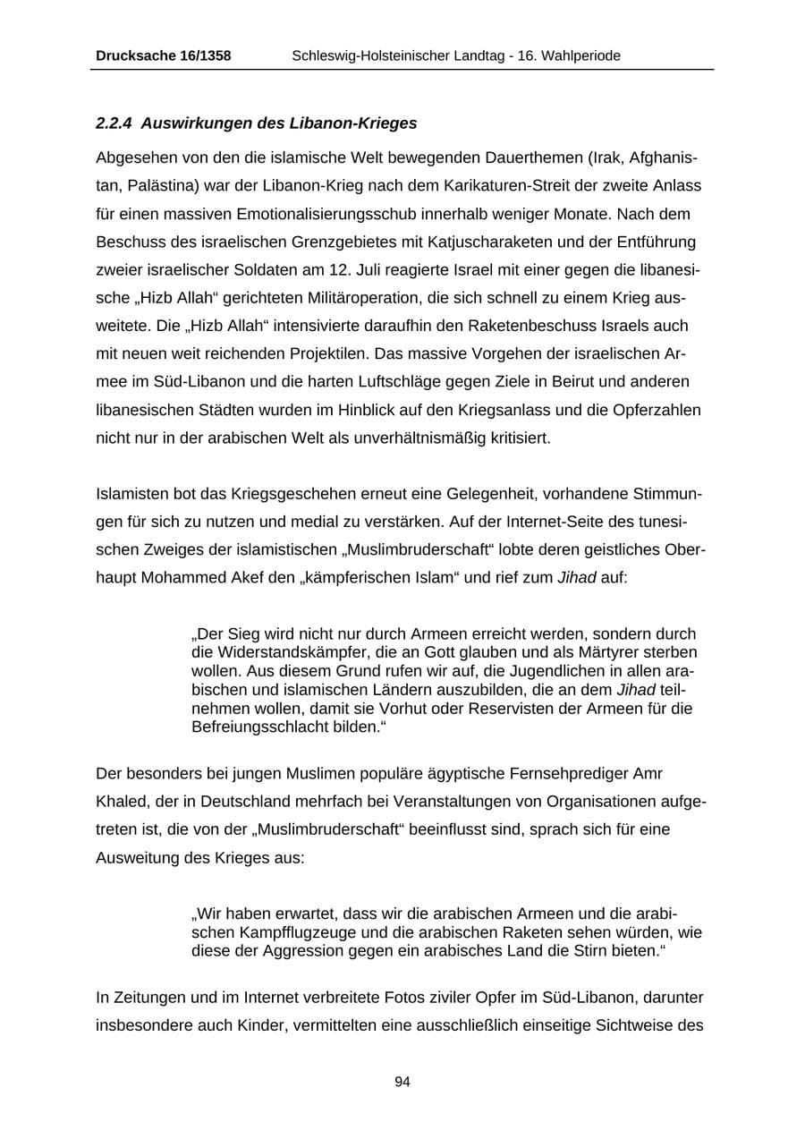 Seite 94 des Verfassungsschutzbericht 2006 Schleswig-Holstein