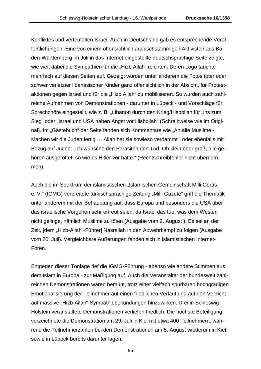 Seite 95 des Verfassungsschutzbericht 2006 Schleswig-Holstein