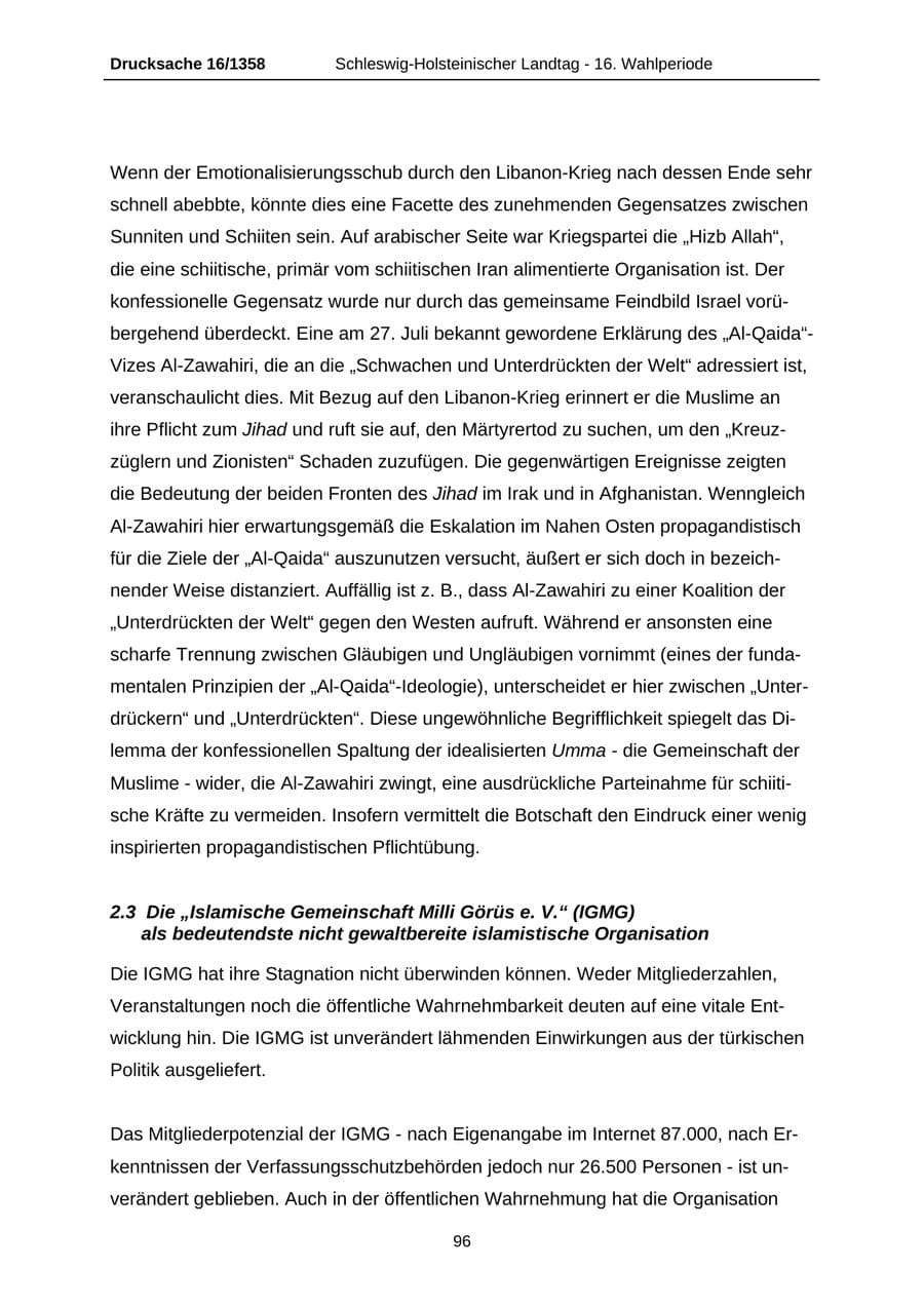 Seite 96 des Verfassungsschutzbericht 2006 Schleswig-Holstein