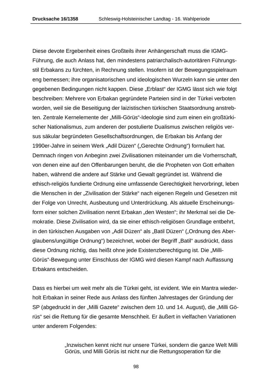 Seite 98 des Verfassungsschutzbericht 2006 Schleswig-Holstein