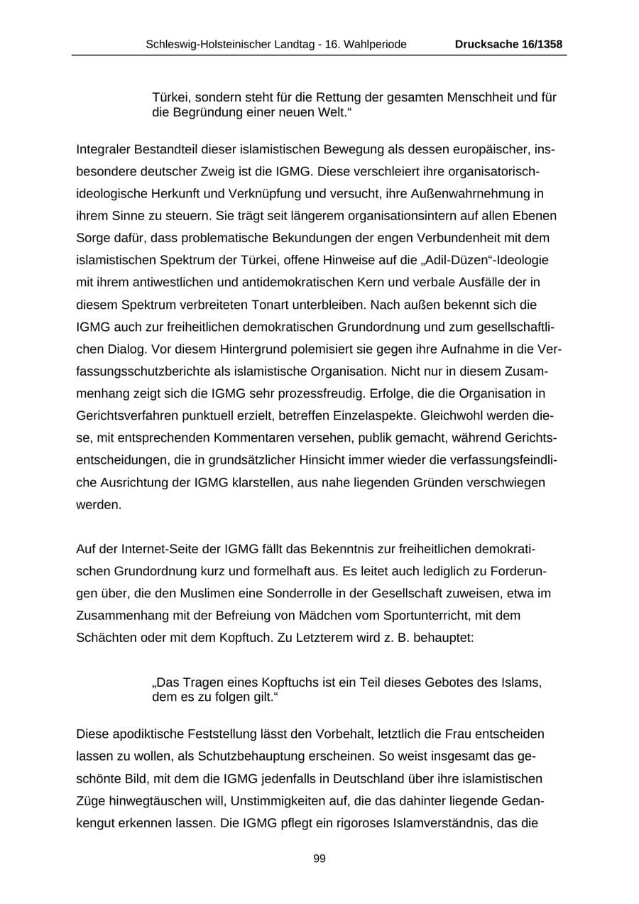 Seite 99 des Verfassungsschutzbericht 2006 Schleswig-Holstein