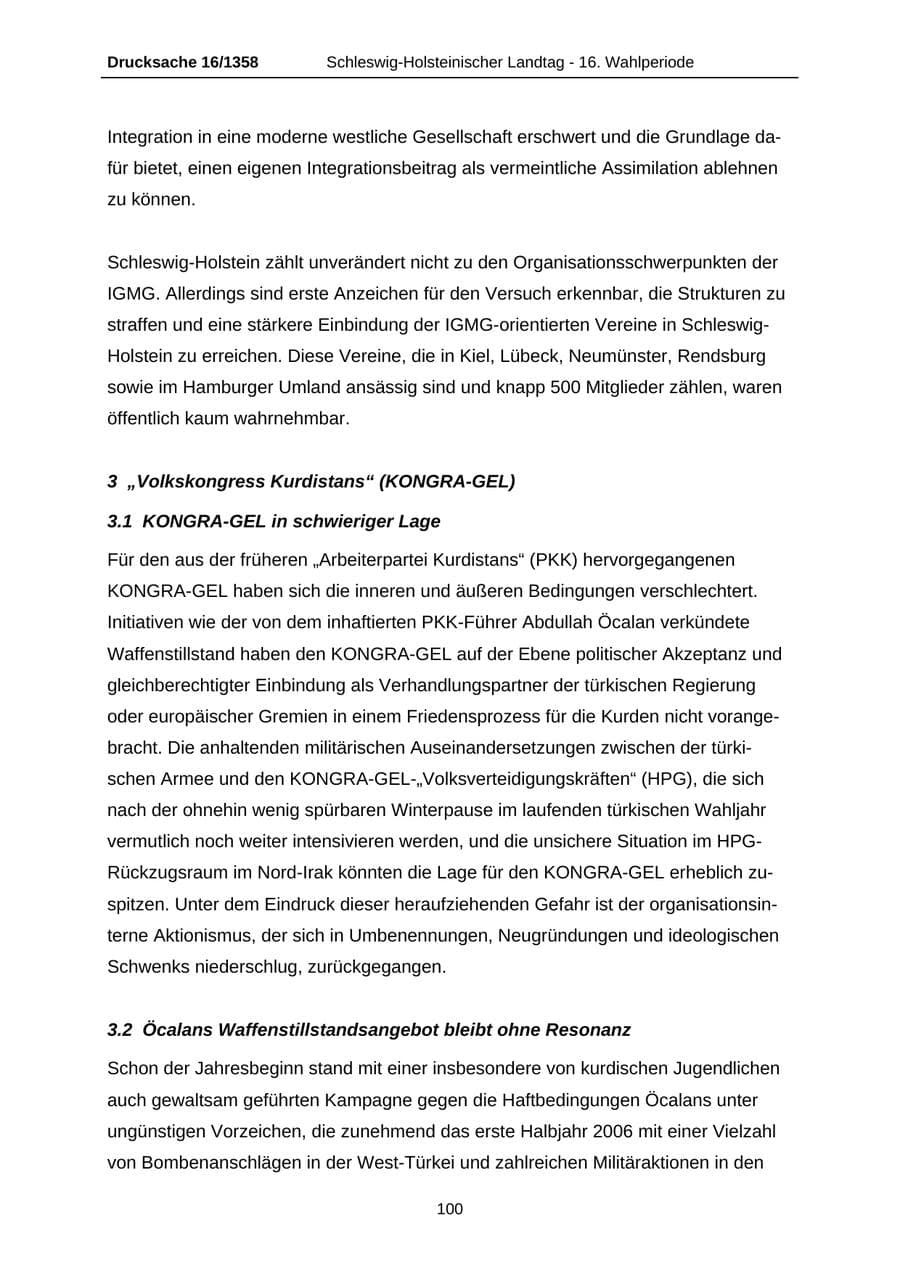 Seite 100 des Verfassungsschutzbericht 2006 Schleswig-Holstein