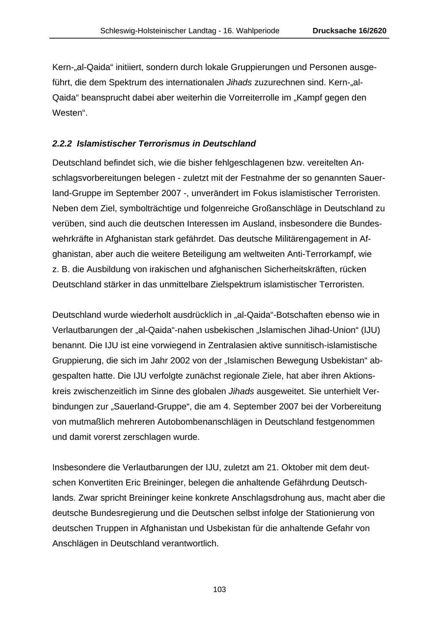 Seite 103 des Verfassungsschutzbericht 2008 Schleswig-Holstein