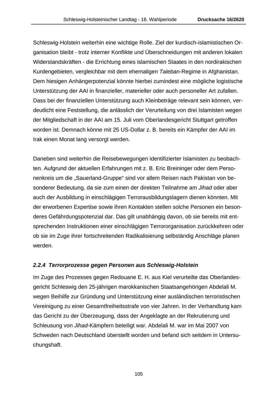 Seite 105 des Verfassungsschutzbericht 2008 Schleswig-Holstein
