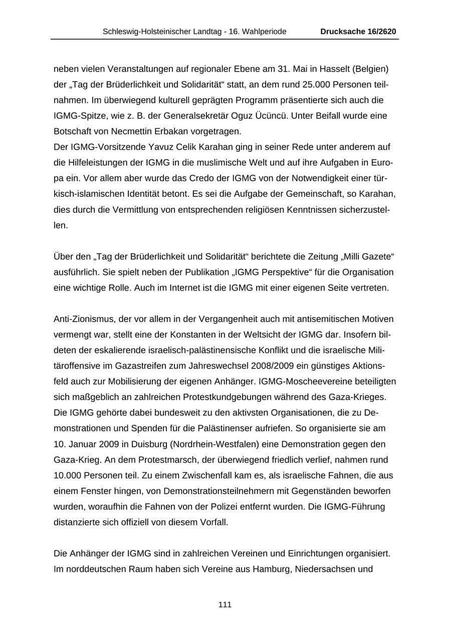 Seite 111 des Verfassungsschutzbericht 2008 Schleswig-Holstein