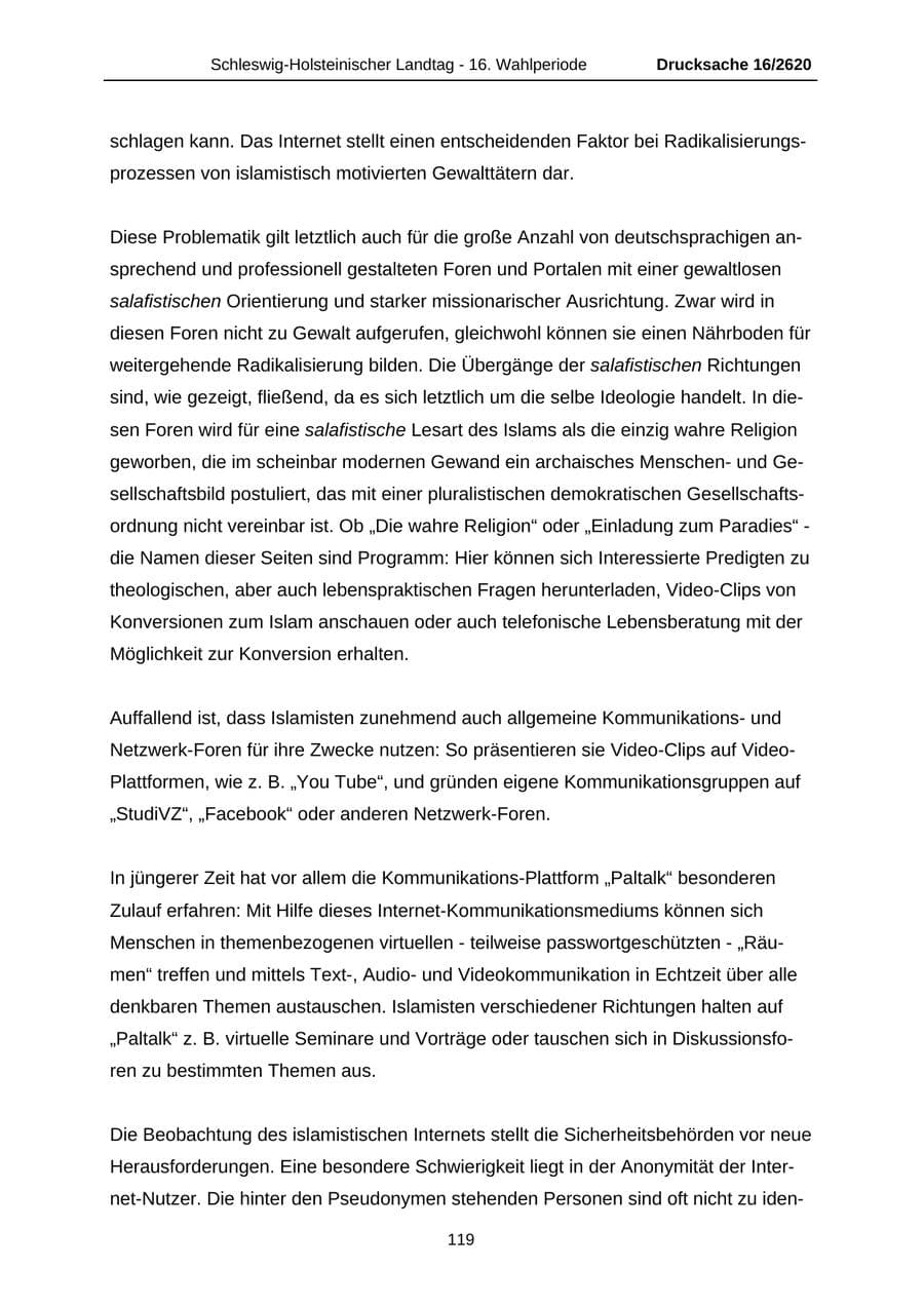 Seite 119 des Verfassungsschutzbericht 2008 Schleswig-Holstein