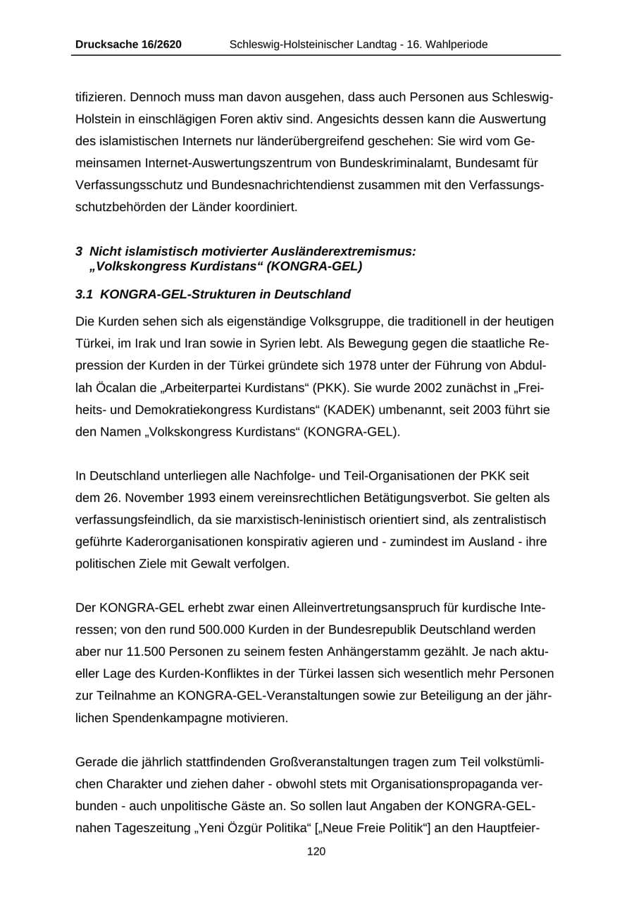 Seite 120 des Verfassungsschutzbericht 2008 Schleswig-Holstein