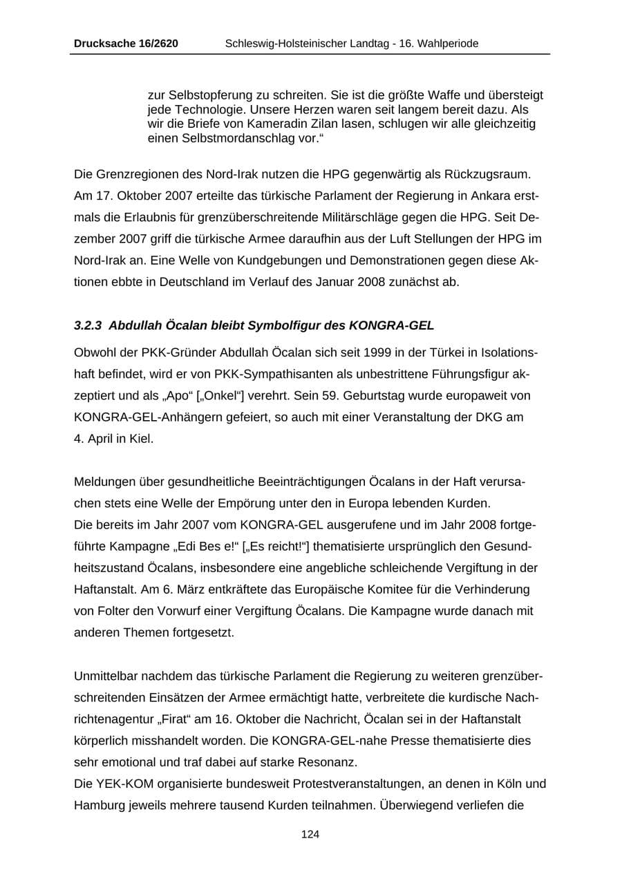 Seite 124 des Verfassungsschutzbericht 2008 Schleswig-Holstein