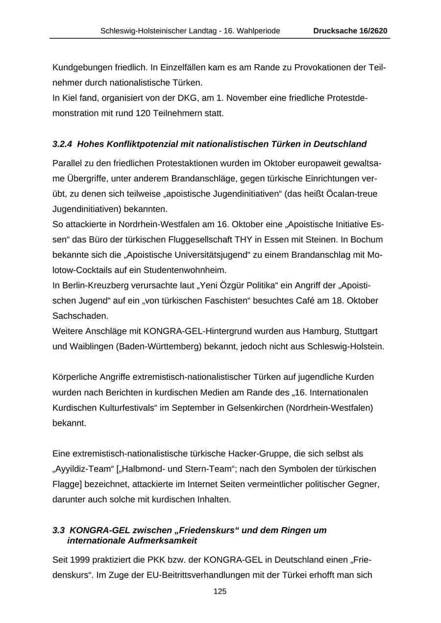 Seite 125 des Verfassungsschutzbericht 2008 Schleswig-Holstein