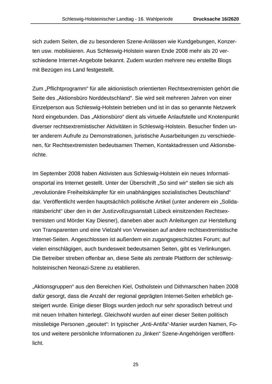 Seite 25 des Verfassungsschutzbericht 2008 Schleswig-Holstein