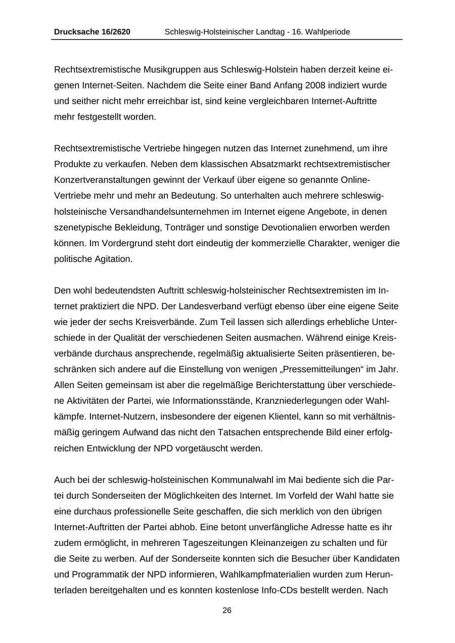 Seite 26 des Verfassungsschutzbericht 2008 Schleswig-Holstein