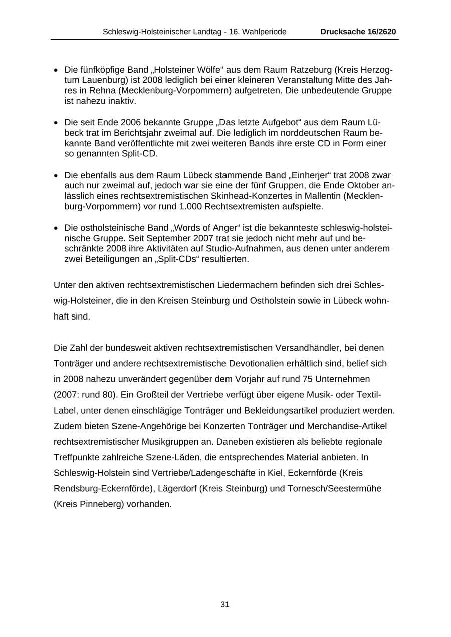 Seite 31 des Verfassungsschutzbericht 2008 Schleswig-Holstein