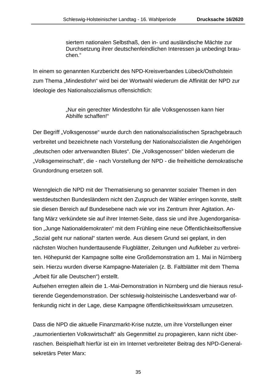 Seite 35 des Verfassungsschutzbericht 2008 Schleswig-Holstein