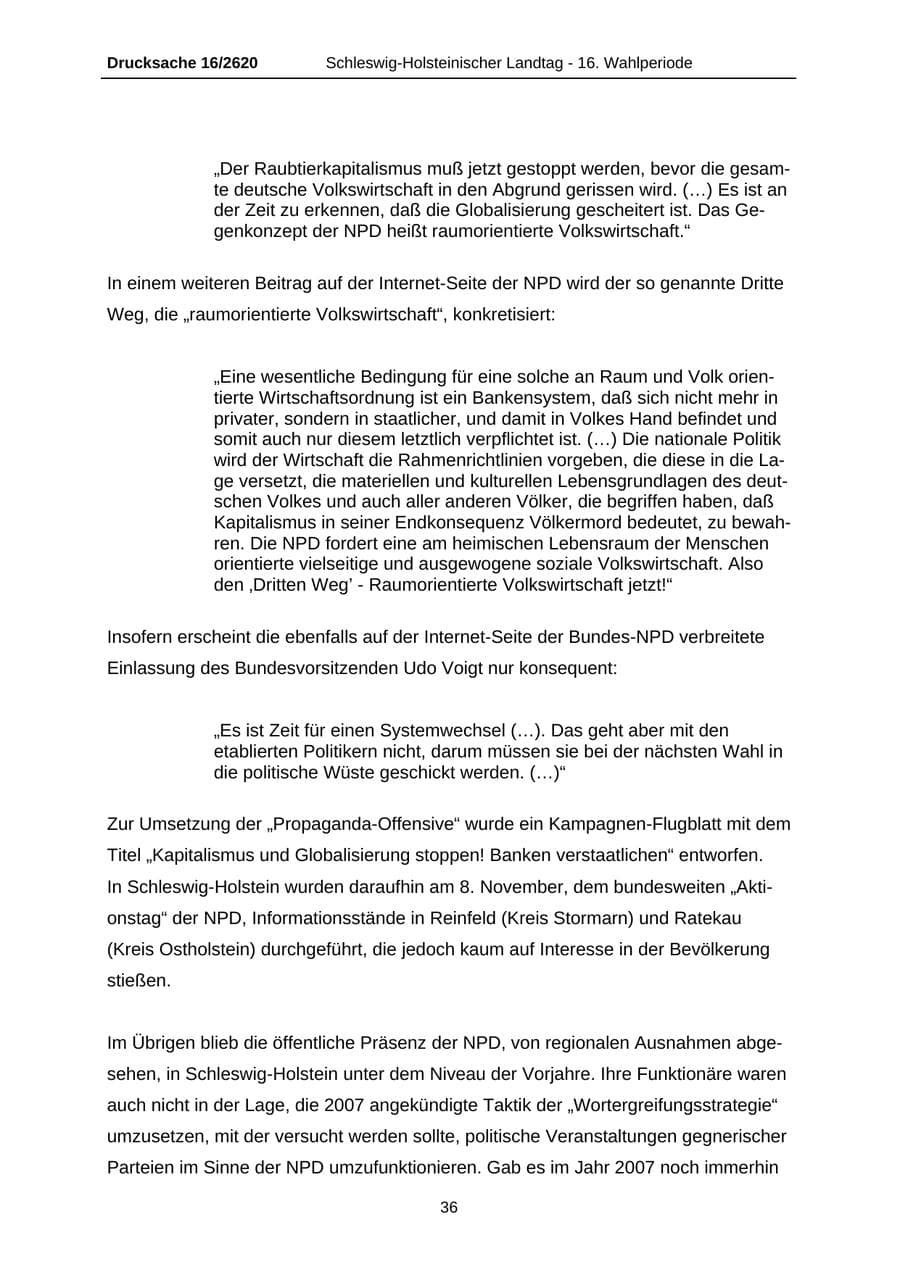 Seite 36 des Verfassungsschutzbericht 2008 Schleswig-Holstein