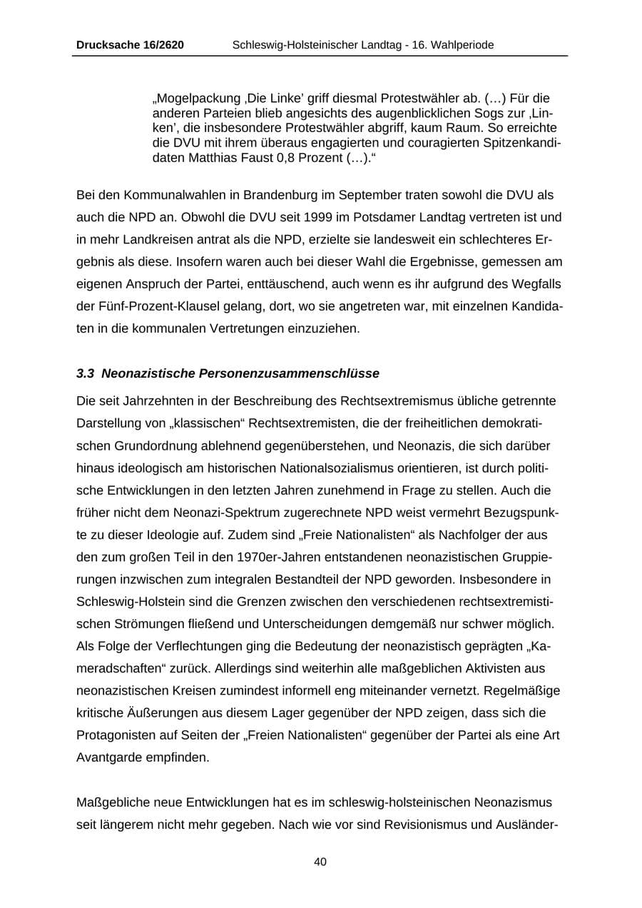 Seite 40 des Verfassungsschutzbericht 2008 Schleswig-Holstein