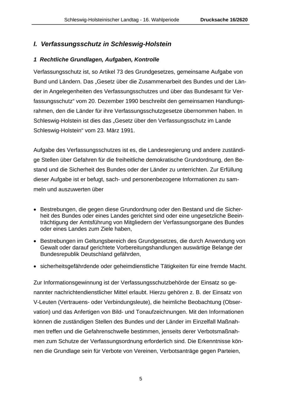 Seite 5 des Verfassungsschutzbericht 2008 Schleswig-Holstein