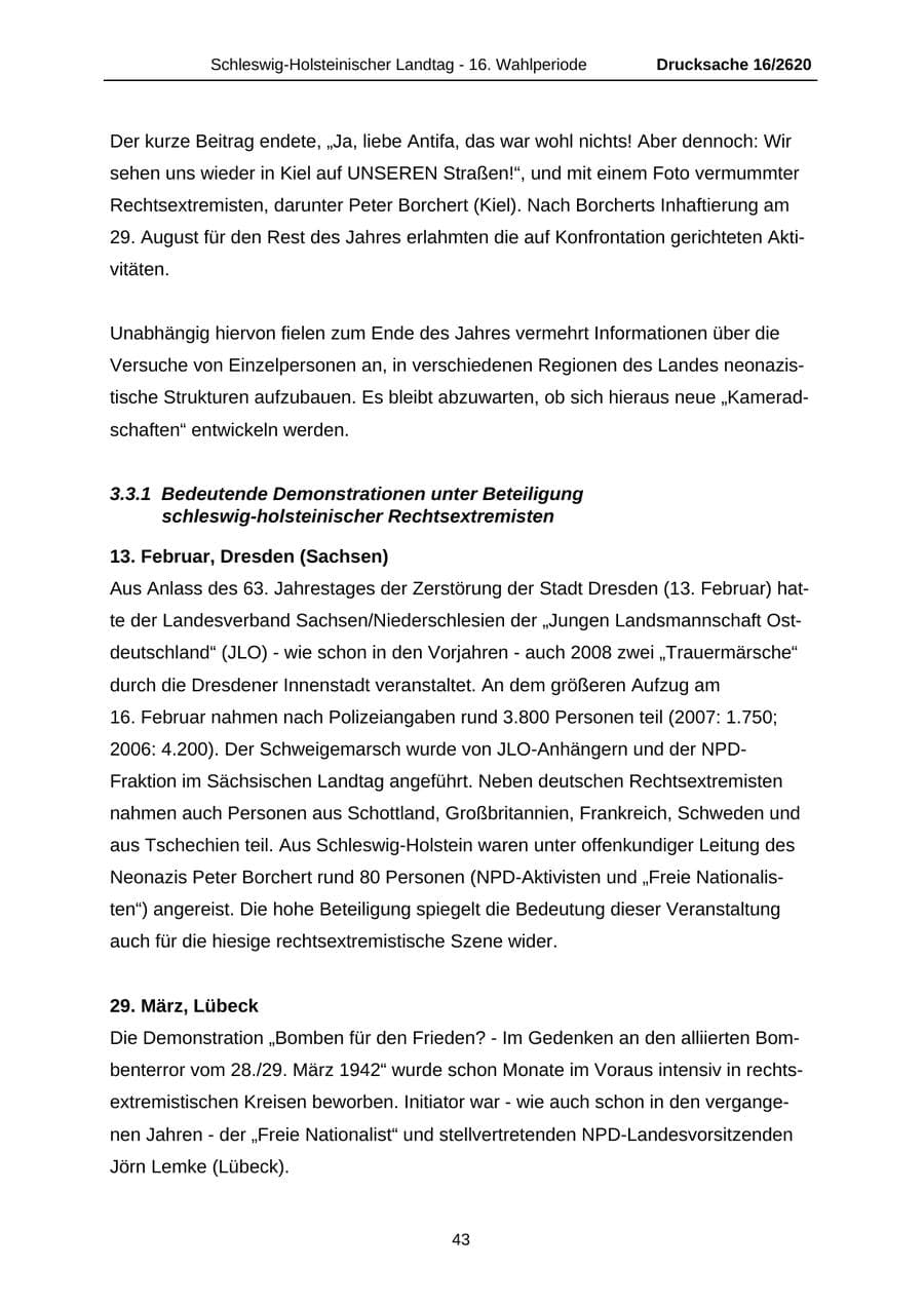 Seite 43 des Verfassungsschutzbericht 2008 Schleswig-Holstein