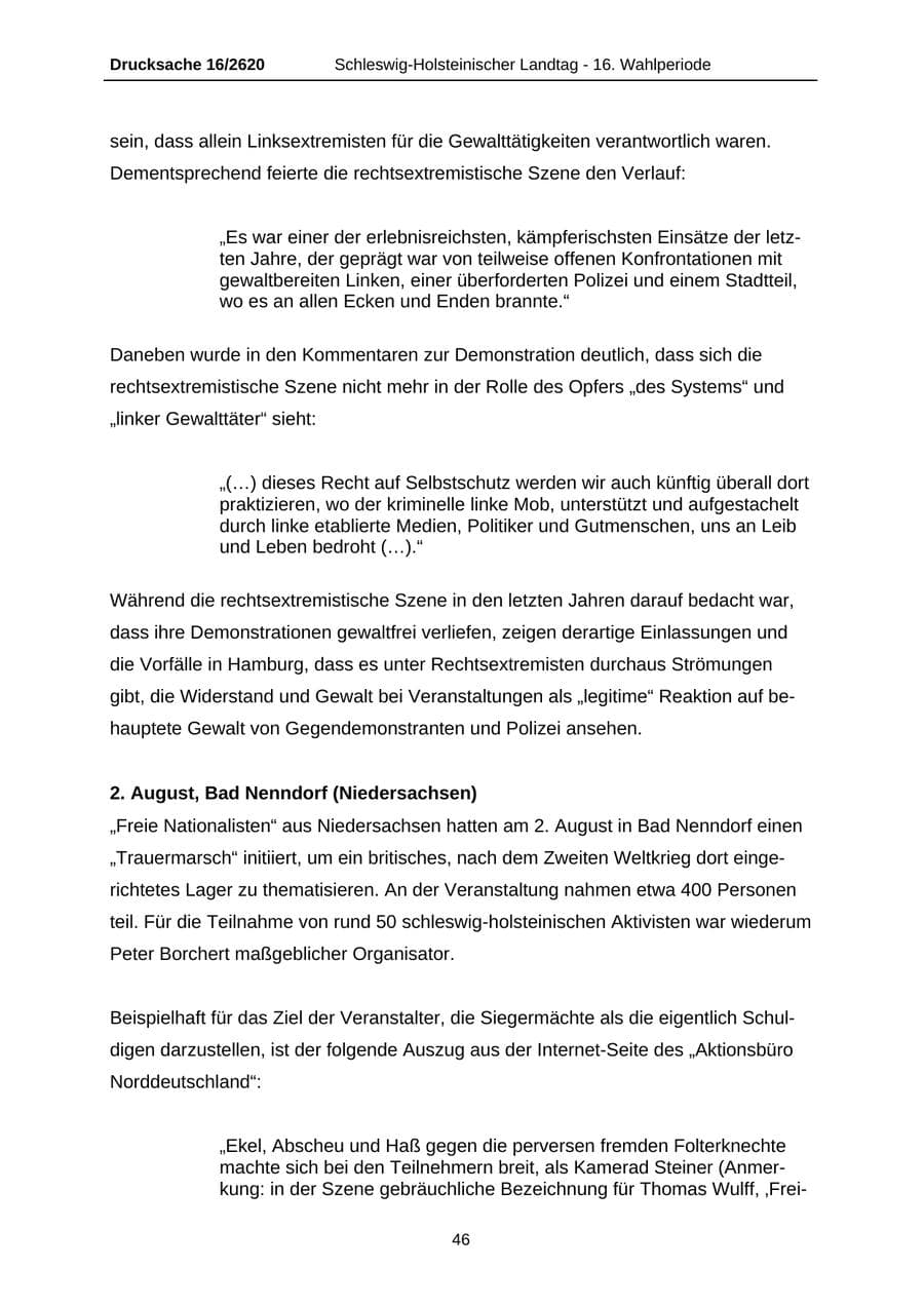 Seite 46 des Verfassungsschutzbericht 2008 Schleswig-Holstein