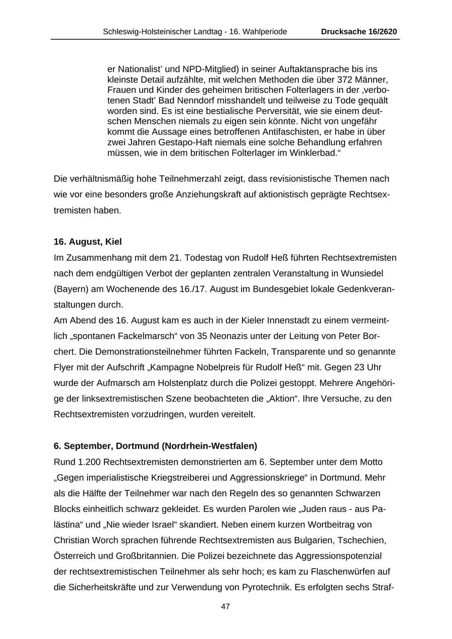 Seite 47 des Verfassungsschutzbericht 2008 Schleswig-Holstein