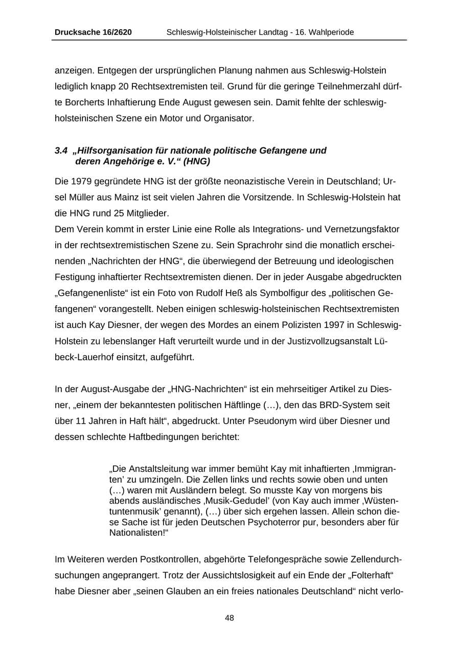Seite 48 des Verfassungsschutzbericht 2008 Schleswig-Holstein
