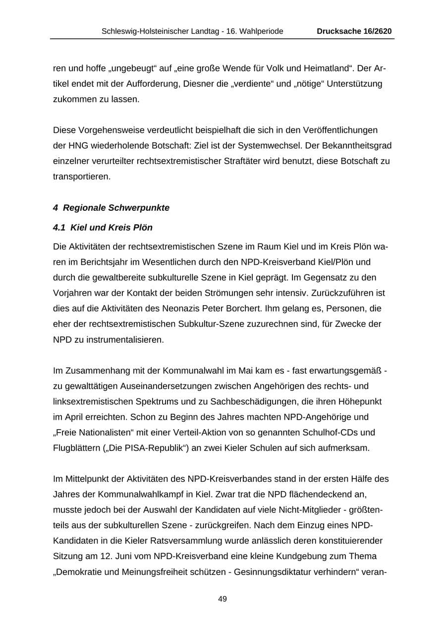 Seite 49 des Verfassungsschutzbericht 2008 Schleswig-Holstein