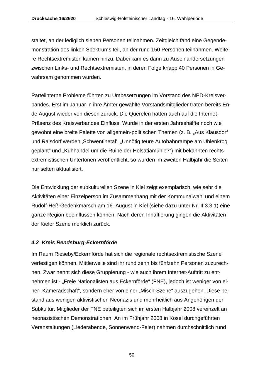 Seite 50 des Verfassungsschutzbericht 2008 Schleswig-Holstein