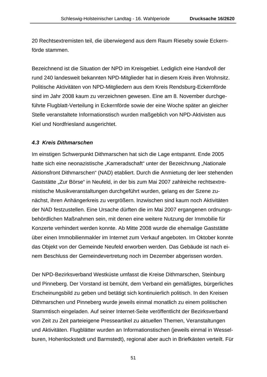 Seite 51 des Verfassungsschutzbericht 2008 Schleswig-Holstein