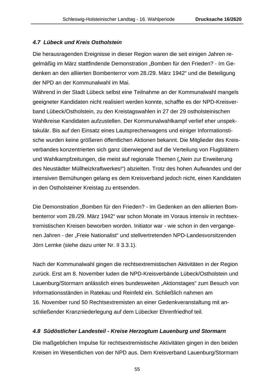 Seite 55 des Verfassungsschutzbericht 2008 Schleswig-Holstein