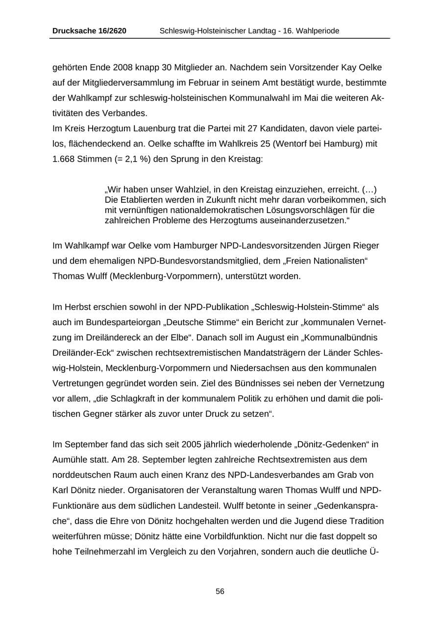 Seite 56 des Verfassungsschutzbericht 2008 Schleswig-Holstein