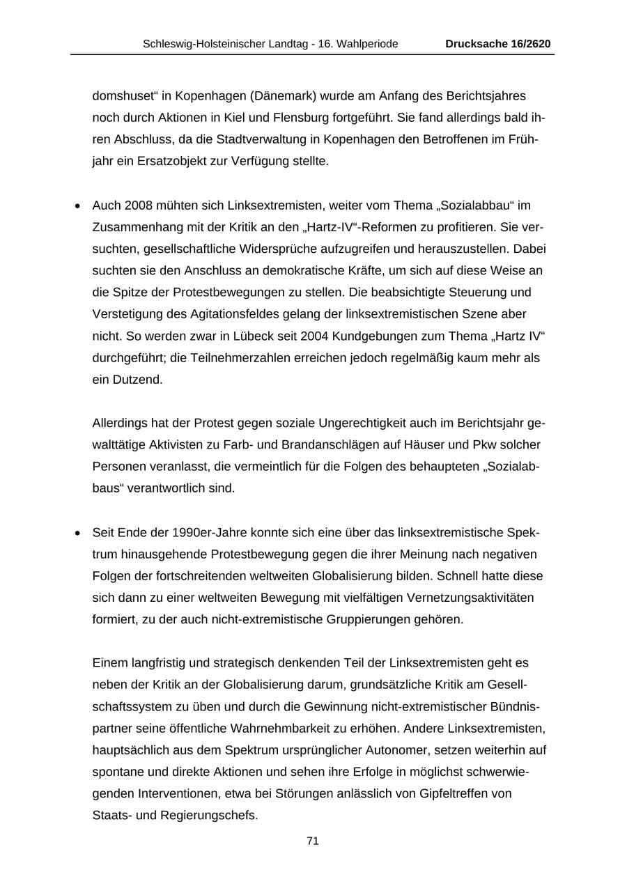 Seite 71 des Verfassungsschutzbericht 2008 Schleswig-Holstein