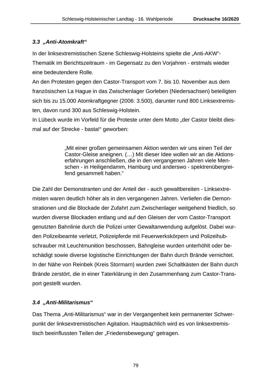 Seite 79 des Verfassungsschutzbericht 2008 Schleswig-Holstein