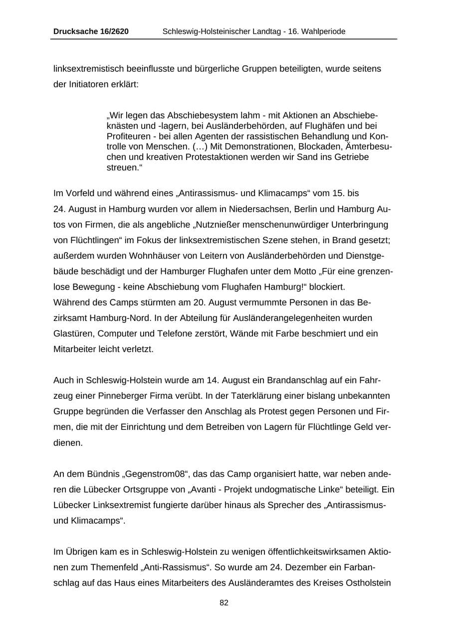 Seite 82 des Verfassungsschutzbericht 2008 Schleswig-Holstein