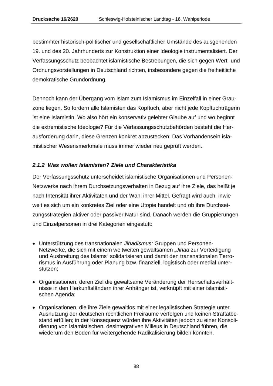 Seite 88 des Verfassungsschutzbericht 2008 Schleswig-Holstein