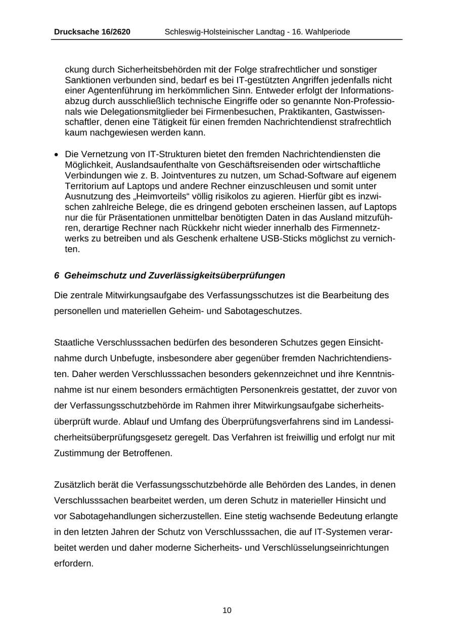 Seite 10 des Verfassungsschutzbericht 2008 Schleswig-Holstein