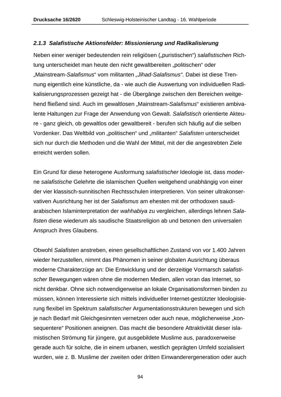 Seite 94 des Verfassungsschutzbericht 2008 Schleswig-Holstein