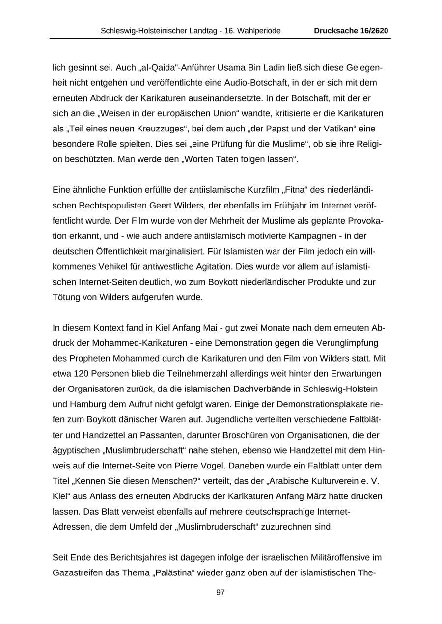 Seite 97 des Verfassungsschutzbericht 2008 Schleswig-Holstein