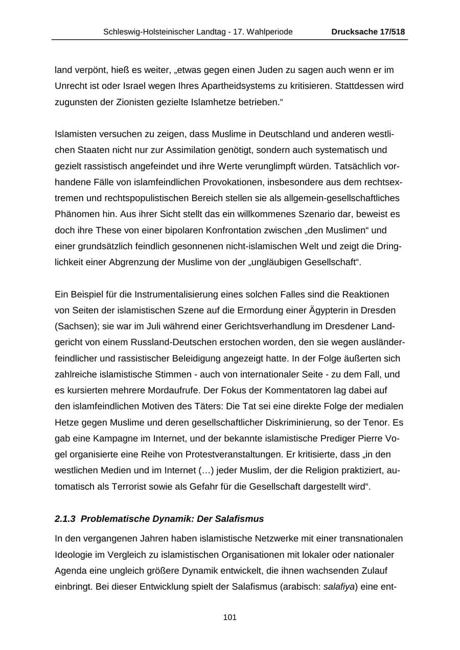 Seite 101 des Verfassungsschutzbericht 2009 Schleswig-Holstein